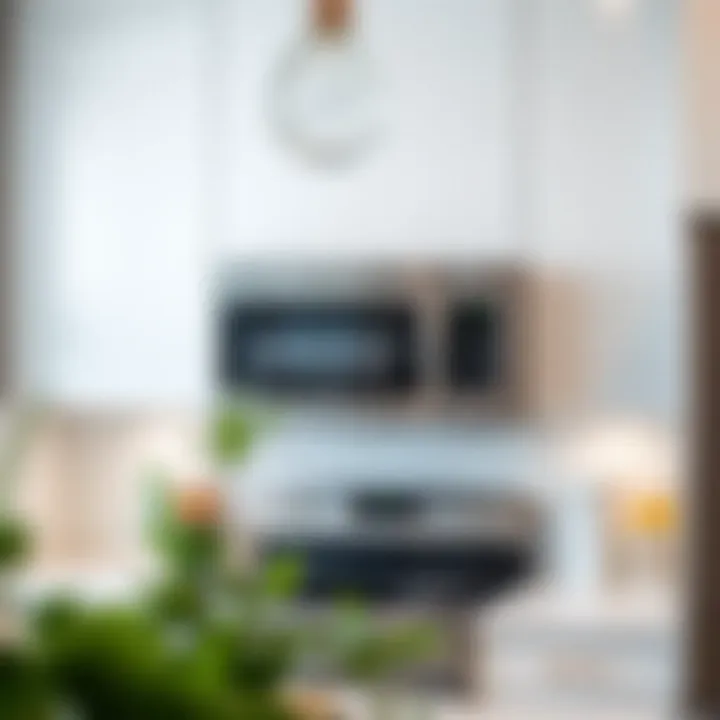 Modern Kitchen Installation of Over-the-Range Microwave Modern kitchen with installed 20-inch microwave