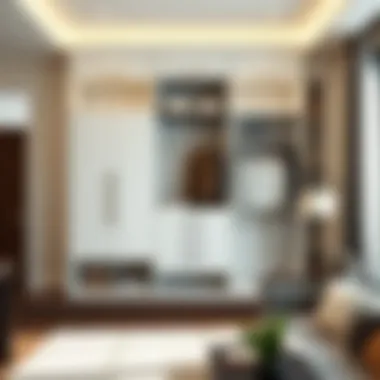 Contemporary Home with Stylish Closet Integration Stylish full wall closet integrated into a contemporary home environment