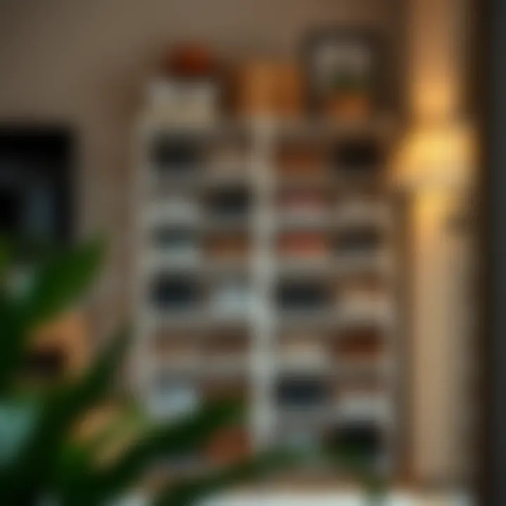 Customization of Adjustable Shoe Rack for Personal Needs A user customizing an adjustable shoe rack to fit their unique storage needs.