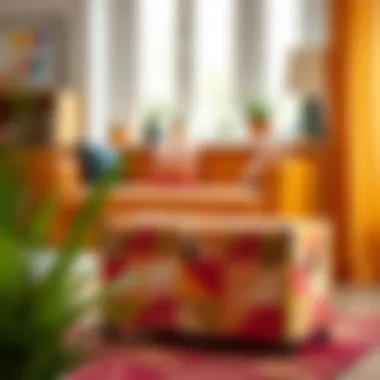 A Colorful Fabric Storage Trunk in a Lively Interior Colorful fabric trunk complementing a vibrant room