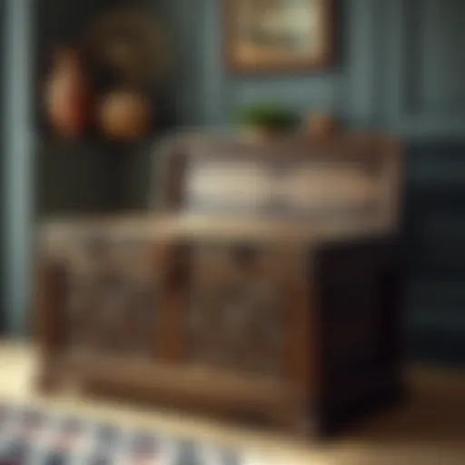 An Elegant Wooden Storage Trunk Elegant wooden trunk with intricate carvings