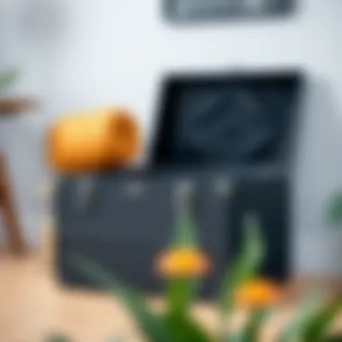 A Modern Storage Trunk with Metal Accents Modern trunk featuring sleek metal accents