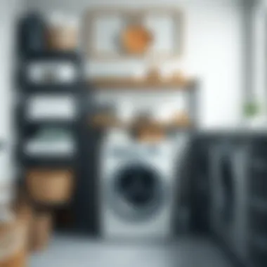 Metal Shelving Unit with Organized Laundry Supplies Metal shelving unit with organized laundry supplies