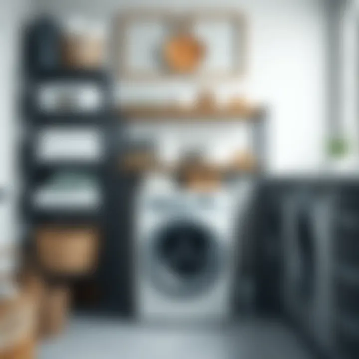 Metal Shelving Unit with Organized Laundry Supplies Metal shelving unit with organized laundry supplies