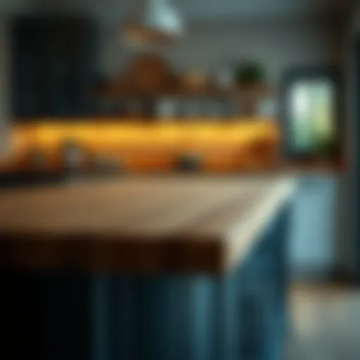 Elegant butcher block countertop highlighting natural grains