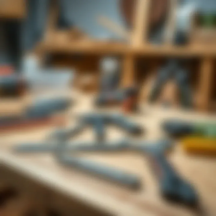 Tools and materials arranged for butcher block countertop assembly and installation.