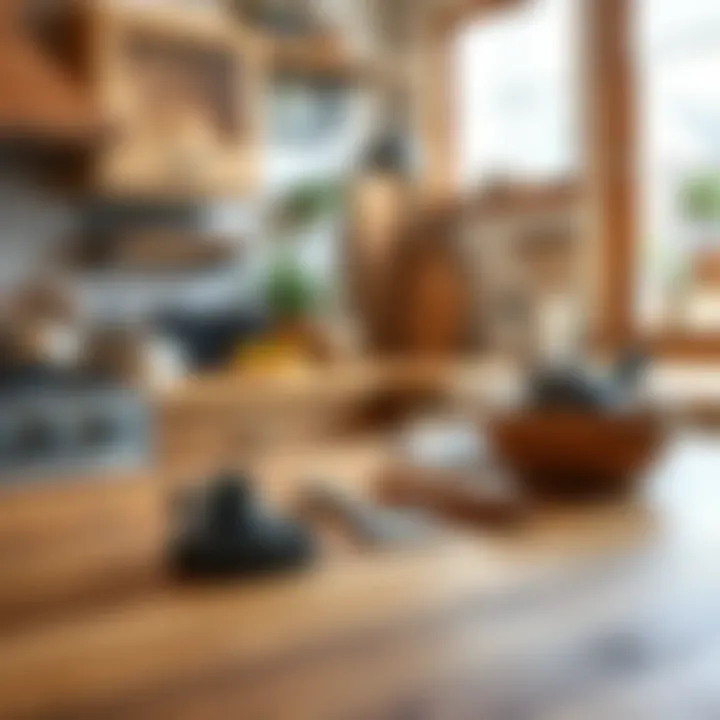 Maintenance activities being performed on a butcher block countertop to enhance longevity.