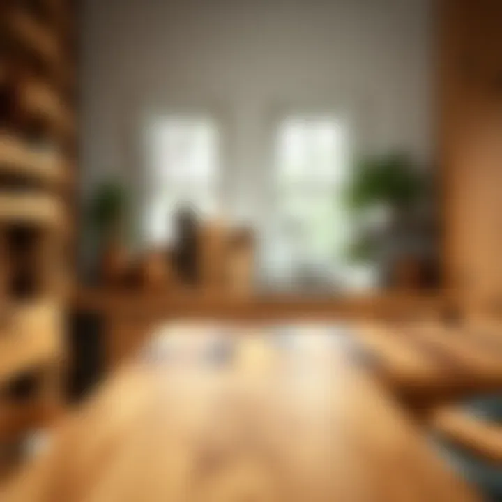Variety of wood types used for butcher block countertops displayed in an organized manner.