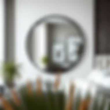 Contemporary Circular Mirror as Focal Point Contemporary circular mirror as a focal point in modern bedroom