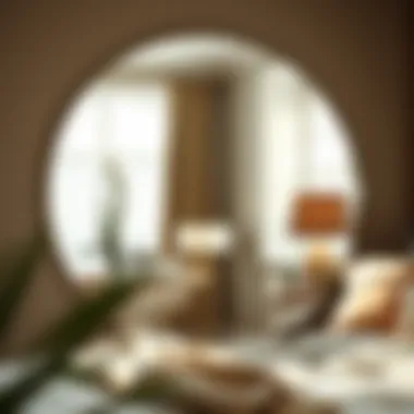 Circular Mirror Enhancing Natural Light Circular mirror enhancing natural light in cozy bedroom