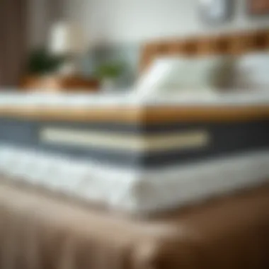 Construction of Memory Foam Mattresses Cross-section view of four-inch memory foam mattress highlighting its layers and materials.