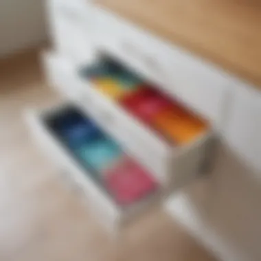 Colorful plastic drawer liners enhancing storage aesthetics