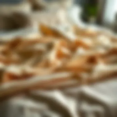 Comparison of bedsheet materials laid out for analysis