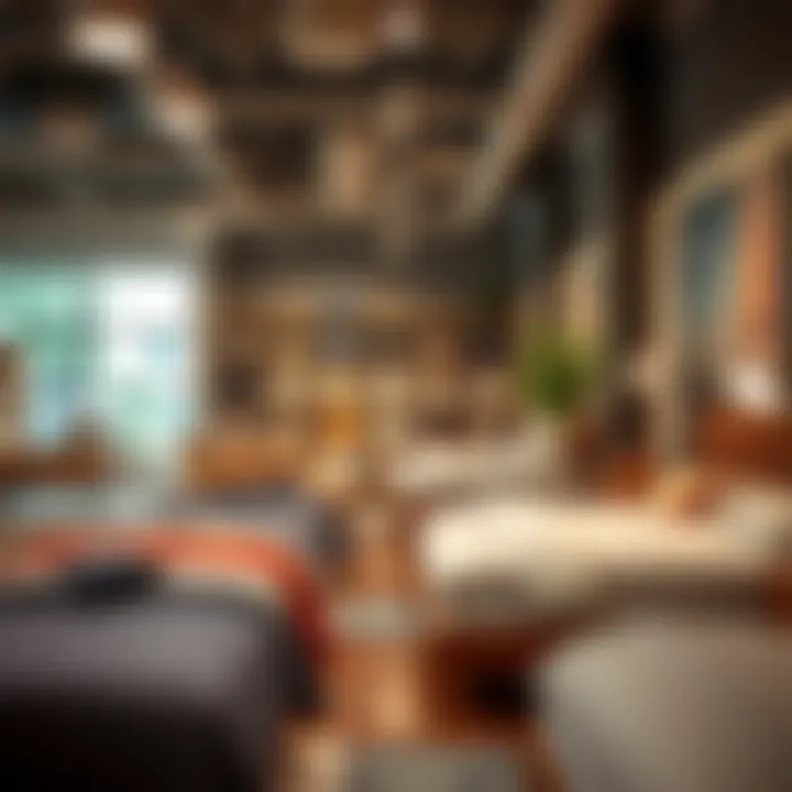 Retail environment showcasing various bedding options