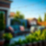 Luxurious outdoor seating arrangement featuring vibrant cushions