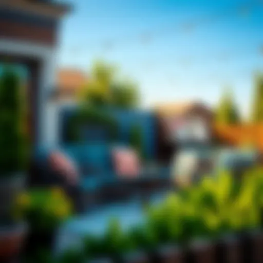 Luxurious outdoor seating arrangement featuring vibrant cushions