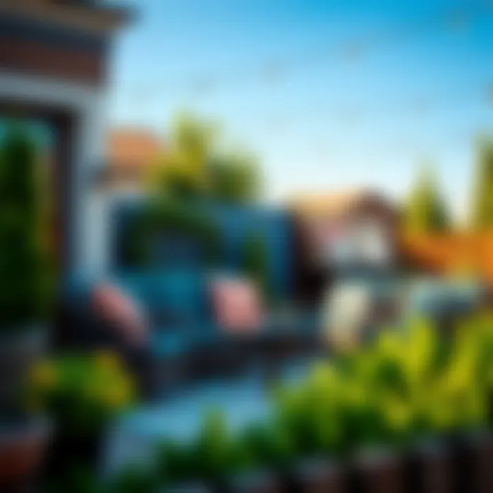 Luxurious Outdoor Seating Arrangement Luxurious outdoor seating arrangement featuring vibrant cushions