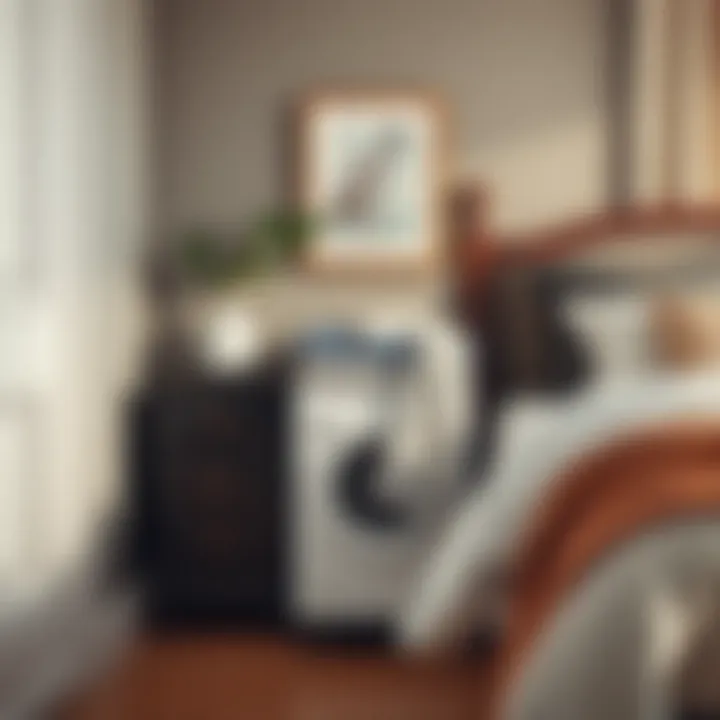 Cozy bedroom featuring a nightstand laundry hamper
