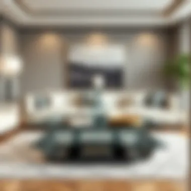 Chic Glass Coffee Table as a Centerpiece Chic glass coffee table as a centerpiece in a contemporary living room