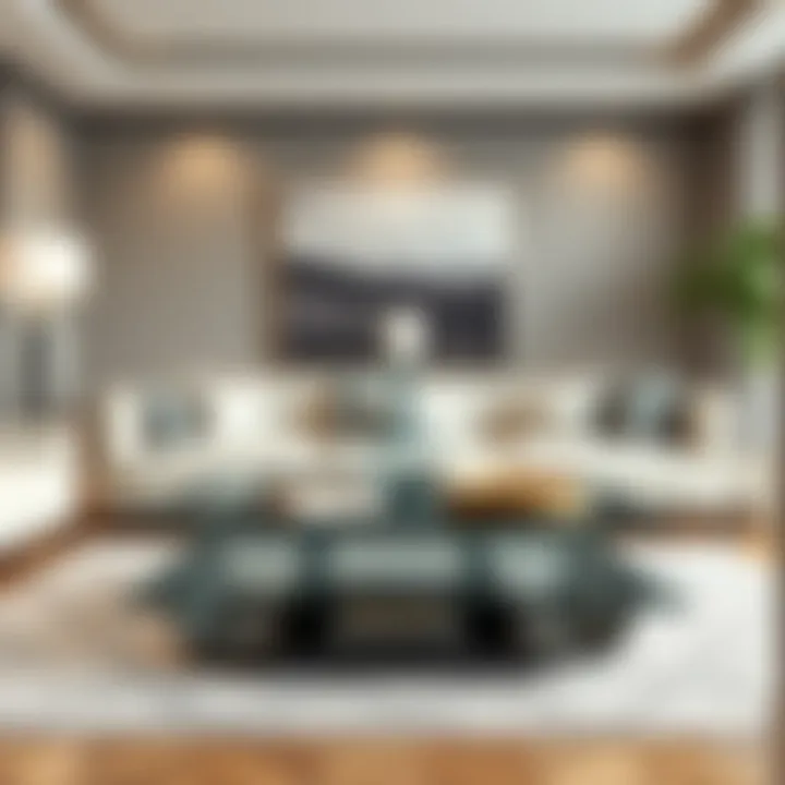 Chic Glass Coffee Table as a Centerpiece Chic glass coffee table as a centerpiece in a contemporary living room