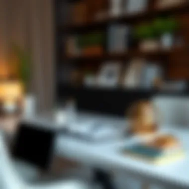 Sophisticated Desk Arrangement Elegant home desk with chic accessories