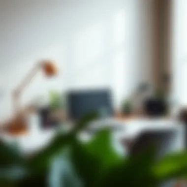 Sophisticated Minimalist Desk Design Elegant minimalist home desk setup with plants and books