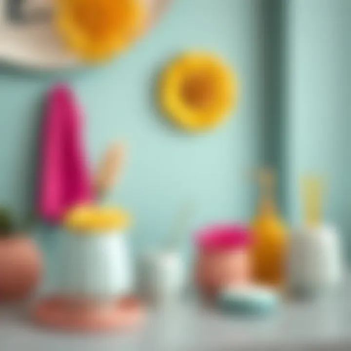 Decorative bathroom accessories in various colors