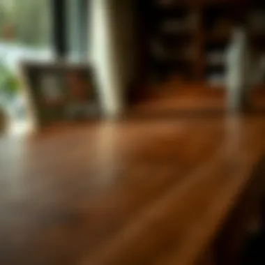 Exquisite Wood Grain: A Study in Craftsmanship Close-up of dark wood grain on extending table