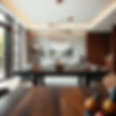 Dark Wood Elegance in Contemporary Interiors Stylish dark wood extending table in modern living room