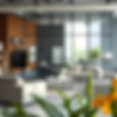 Functional Workspace with Modular Furniture A workspace featuring functional modular furniture arrangements