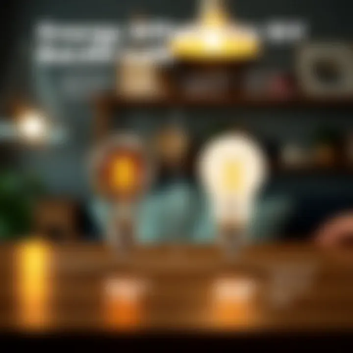 Illustration depicting the energy efficiency of e17 base LED bulbs compared to traditional bulbs