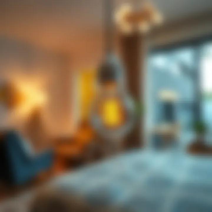 Visual representation of e17 base LED bulbs in various residential and commercial settings