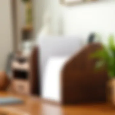 Stylish Wooden Paper Organizer Elegant wooden paper organizer with compartments