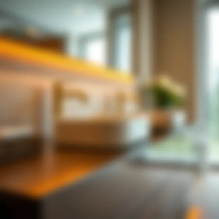 Luxurious Materials of the Vanity Close-up of luxurious materials used in a floating vanity