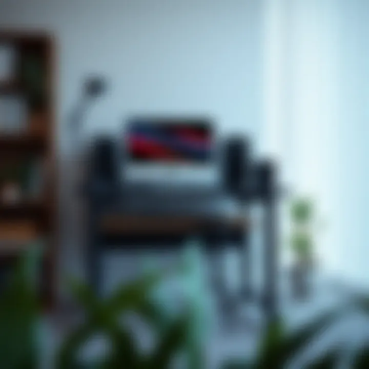 Enhancing Workspace Organization with Mobility Ergonomic workspace with a computer tower stand promoting organization