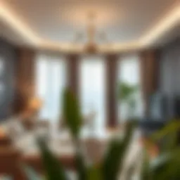 Elegant living room showcasing 135 inch curtain rods