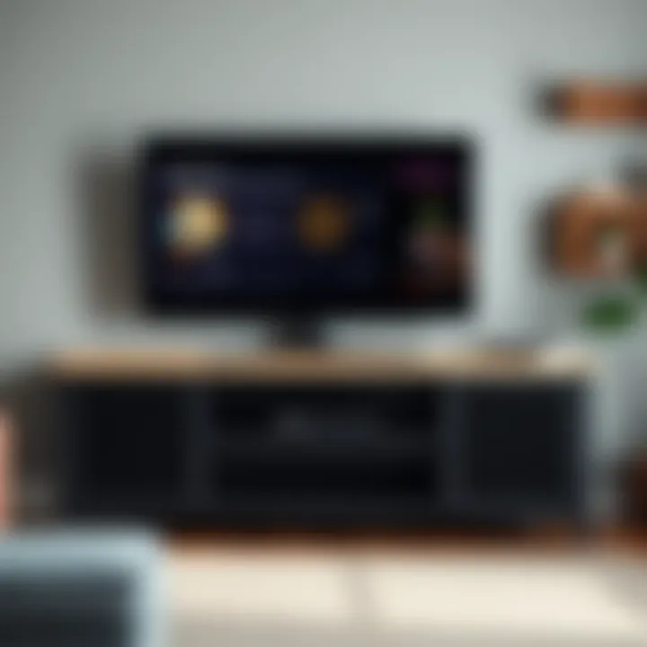 Detailed view of the assembly process of a TV stand with user-friendly instructions.