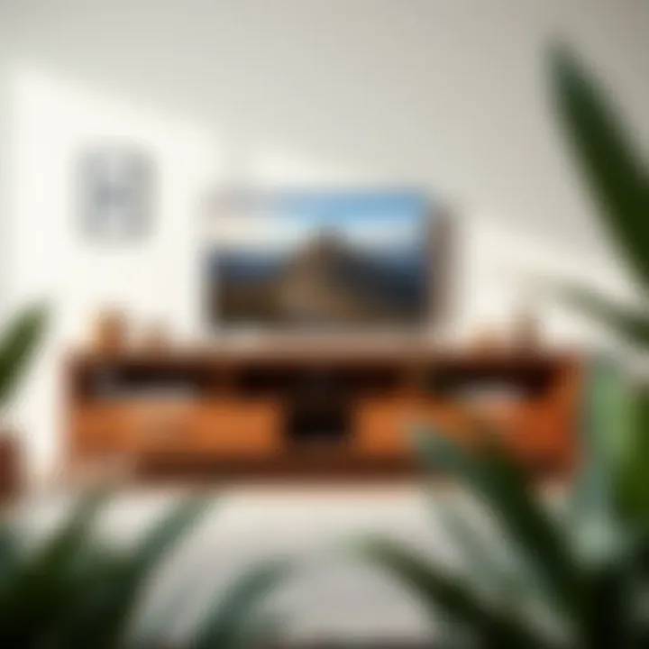 Spacious TV stand featuring multiple storage compartments for organization.