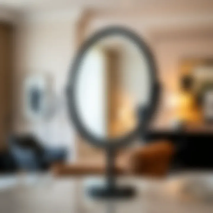 Chic Black Magnifying Mirror in Modern Decor Stylish black magnifying mirror in a modern interior