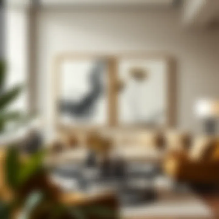 Harmonious Integration: Art and Interior Design Two-piece oversized wall art harmonizing with interior decor