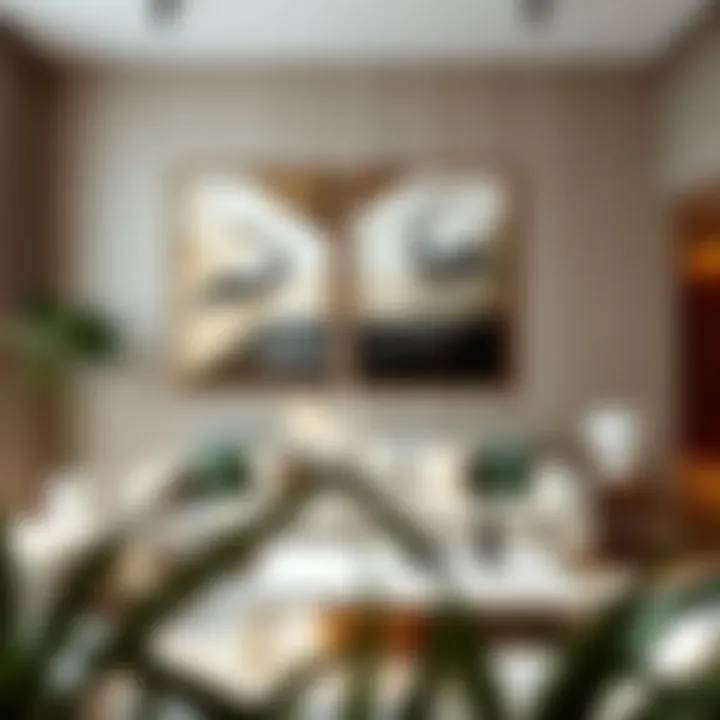 Modern Elegance: Two-Piece Art in Contemporary Spaces Elegant two-piece oversized wall art set in a modern living room