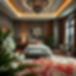 Luxurious bedroom rug with intricate patterns