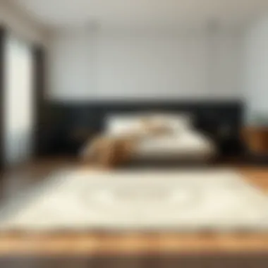 Sleek Minimalism for Contemporary Bedrooms Minimalist rug design in a cozy bedroom setting