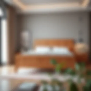 Elegant Wooden Double Bed Frame Stylish wooden double bed frame in a modern bedroom setting