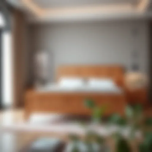 Elegant Wooden Double Bed Frame Stylish wooden double bed frame in a modern bedroom setting