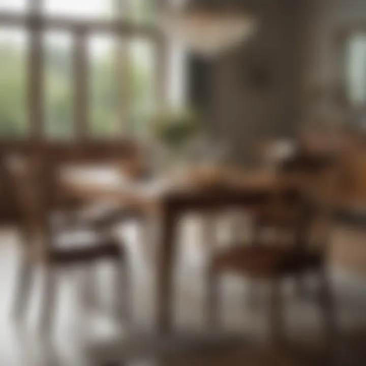 Elegant wooden dining table set in a well-lit dining room