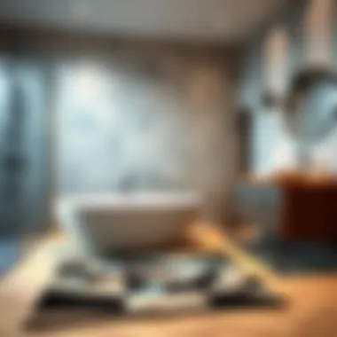 Modern bathroom carpet with geometric patterns