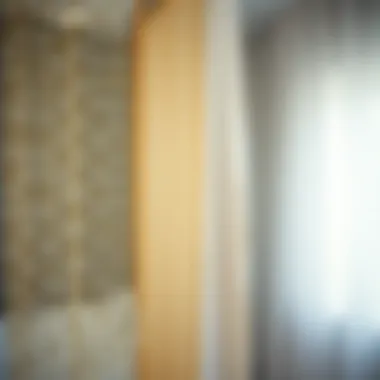 Close-up of intricate bead patterns on a shower curtain