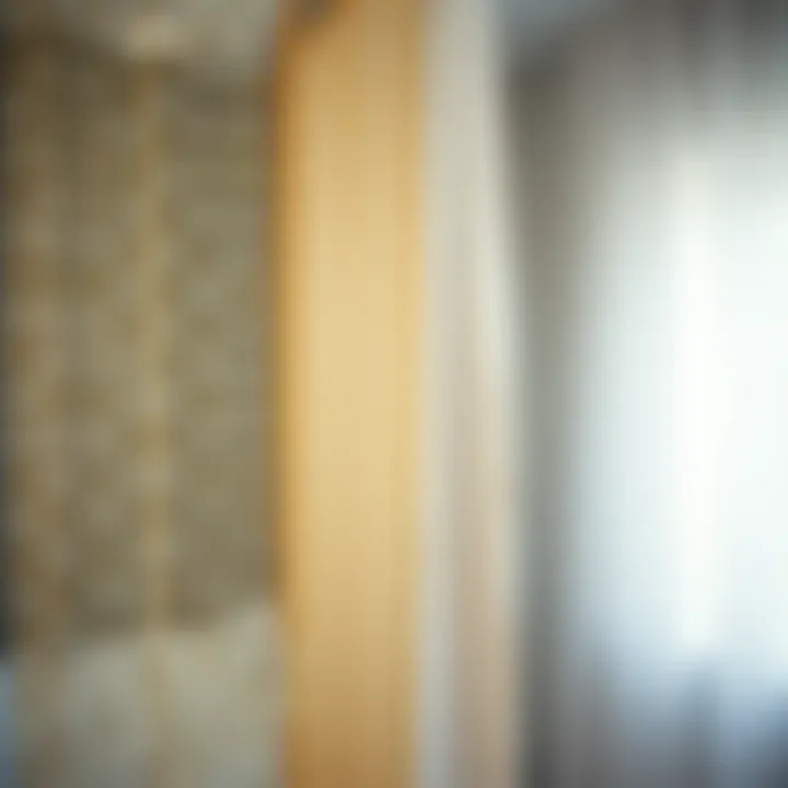 Close-up of intricate bead patterns on a shower curtain