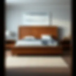 Elegant wooden bed frame with integrated drawers